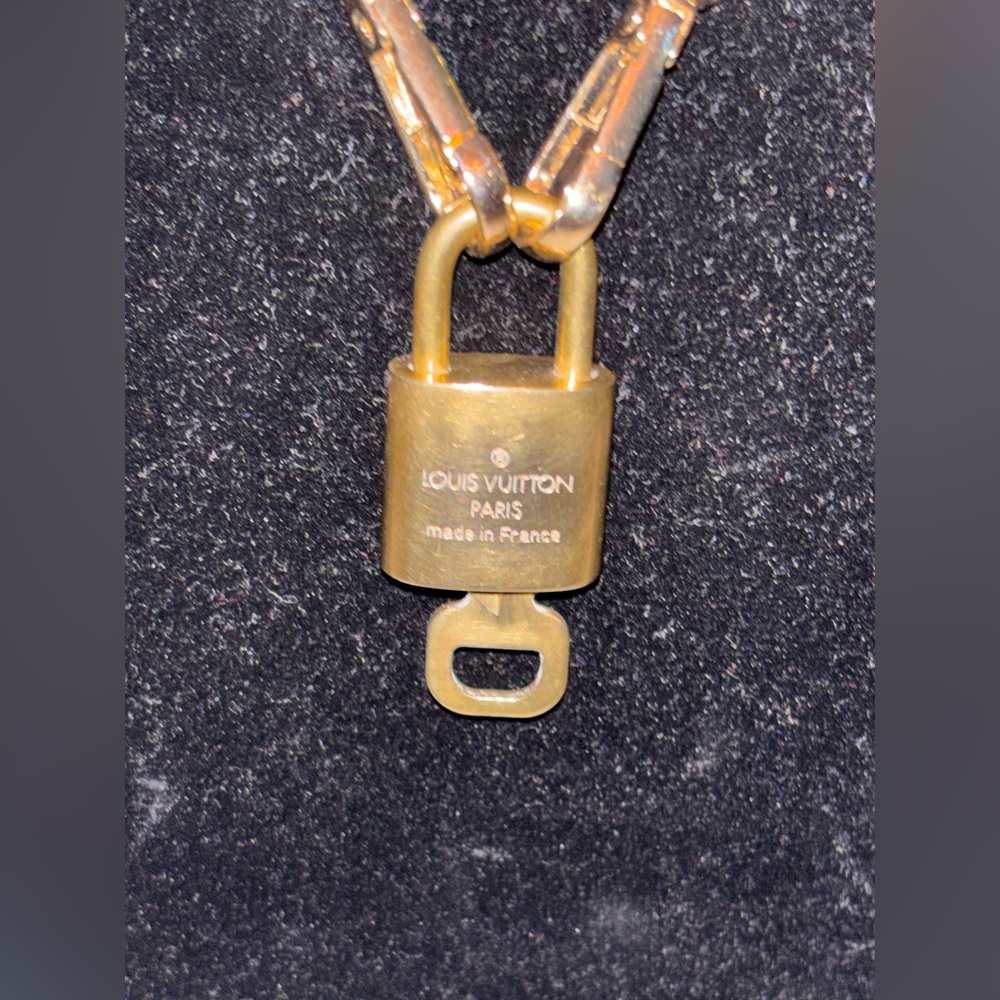 Gold Chain Necklace with Authentic Louis Vuitton Padlock Pendant - Picture 5 of 5